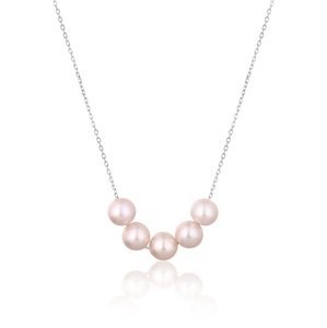 JwL Luxury Pearls Jemný strieborný náhrdelník s ružovými riečnymi perlami JL0784