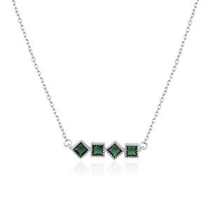 JVD Elegantný strieborný náhrdelník so zelenými zirkónmi SVLN0522SH2Z145