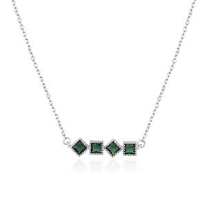 JVD Elegantný strieborný náhrdelník so zelenými zirkónmi SVLN0522SH2Z145