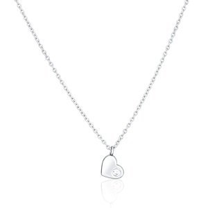 JVD Romantický strieborný náhrdelník Srdce so zirkónom SVLN0364X61BI45