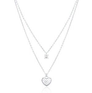 JVD Romantický dvojitý náhrdelník Srdce so zirkónmi SVLN0366X61BI45