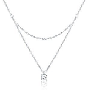 JVD Elegantný strieborný náhrdelník so zirkónmi SVLN0373X61BI45