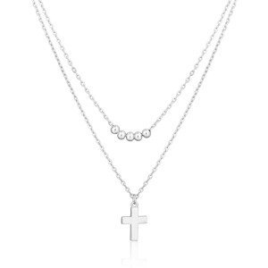 JVD Dvojitý strieborný náhrdelník Krížik SVLN0395X610045
