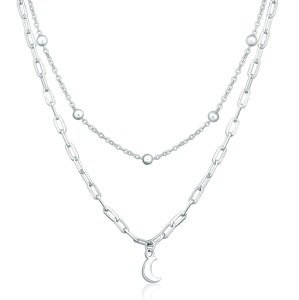 JVD Štýlový dvojitý strieborný náhrdelník Mesiac SVLN0413X610050