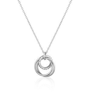 JVD Trblietavý strieborný náhrdelník Prepojené kruhy SVLN0451SH2BI45