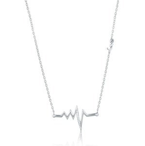 JVD Strieborný náhrdelník EKG krivka so zirkónmi SVLN0453X75BI00