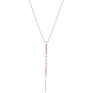 JVD Strieborný náhrdelník s ružovými zirkónmi SVLN0710S75R245