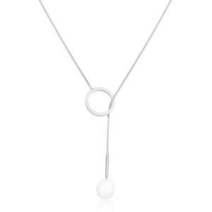 JVD Nežný strieborný náhrdelník s pravou perlou SVLN0562SD2P150