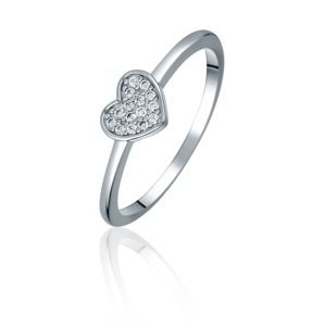 JVD Romantický strieborný prsteň so srdiečkom SVLR0980X61BI 48 mm