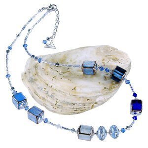 Lampglas Krásny náhrdelník Triple Blue 2 z perál Lampglas NCU34