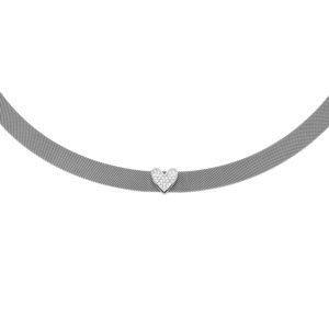 Liu Jo Štýlový oceľový náhrdelník Choker so srdiečkom Symbols LJ1865