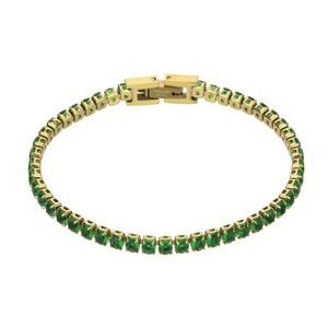 Marc Malone Tenisový pozlátený náramok Tessa Green Bracelet MCB23055G