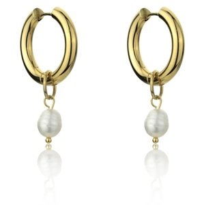 Marc Malone Pozlátené náušnice s perlami Alexandria White Earrings MCE23118G