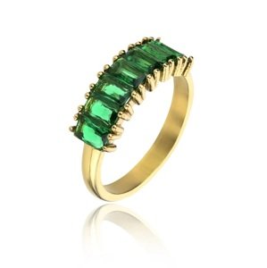 Marc Malone Blyštivý pozlátený prsteň so zirkónmi Leila Green Ring MCR23062G 52 mm