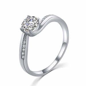 MOISS Elegantný strieborný prsteň s čírymi zirkónmi R00005 56 mm