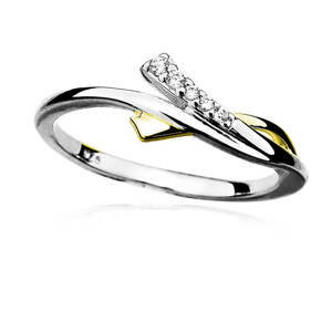MOISS Pôvabný strieborný bicolor prsteň so zirkónmi r0000 55 mm