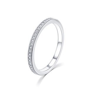 MOISS Minimalistický strieborný prsteň so zirkónmi R00020 44 mm