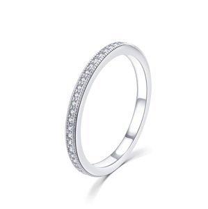 MOISS Minimalistický strieborný prsteň so zirkónmi R00020 46 mm