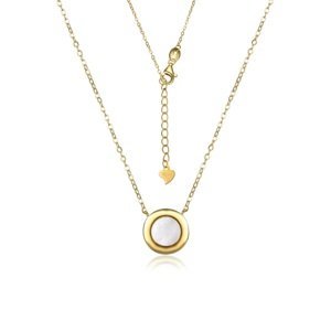 MOISS Elegantný pozlátený náhrdelník s perleťou N0000523