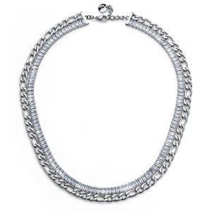 Oliver Weber Luxusný dvojitý oceľový náhrdelník s kryštálmi Shuffle 12274