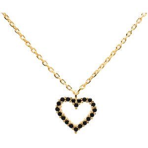 PDPAOLA Nežný pozlátený náhrdelník so srdiečkom Black Heart Gold CO01-221-U (retiazka, prívesok)