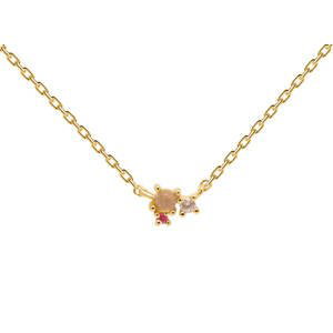 PDPAOLA Romantický pozlátený náhrdelník zo striebra ROSÉ BLUSH Gold CO01-175-U