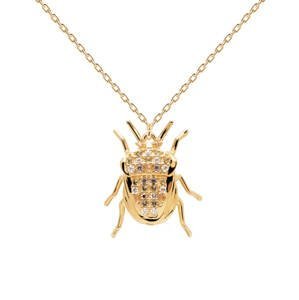 PDPAOLA Originálne pozlátený náhrdelník LUCK Beetle Amulet CO01-254-U (retiazka, prívesok)