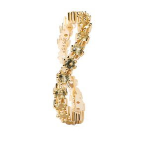 PDPAOLA Elegantný pozlátený prsteň so zirkónmi GREEN TIDE Gold AN01-461 50 mm