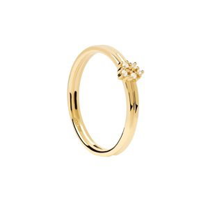 PDPAOLA Pôvabný pozlátený prsteň so zirkónmi NOVA Gold AN01-615 54 mm