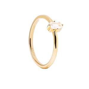 PDPAOLA Elegantný pozlátený prsteň s čírym zirkónom MIA Gold AN01-806 48 mm
