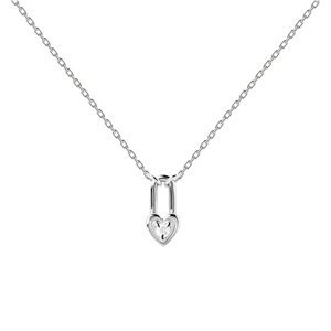 PDPAOLA Jedinečný strieborný náhrdelník HEART PADLOCK Silver CO02-510-U