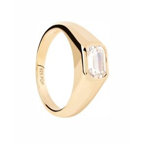 PDPAOLA Pozlátený prsteň zo striebra Octagon Shimmer Essentials AN01-985 48 mm