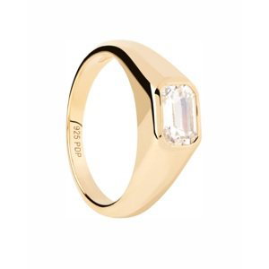 PDPAOLA Pozlátený prsteň zo striebra Octagon Shimmer Essentials AN01-985 52 mm