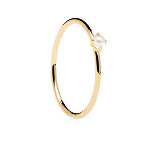 PDPAOLA Elegantný pozlátený prsteň s perlou Solitary Pearl Essentials AN01-160 50 mm