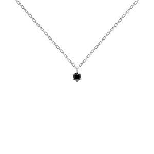 PDPAOLA Nežný strieborný náhrdelník Black Solitary Essentials CO02-146-U (retiazka, prívesok)