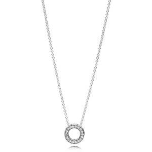 Pandora Strieborný náhrdelník s trblietavým príveskom 397436CZ-45 (retiazka, prívesok)