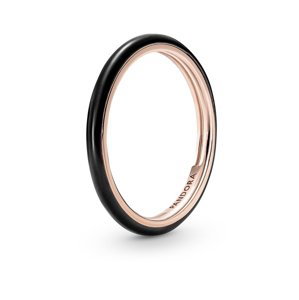Pandora Minimalistický bronzový prsteň s čiernym smaltom Rose 189655C01 52 mm