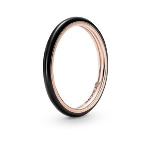 Pandora Minimalistický bronzový prsteň s čiernym smaltom Rose 189655C01 56 mm