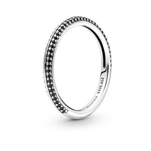 Pandora Minimalistický strieborný prsteň s čiernymi kryštálmi Me 199679C02 52 mm