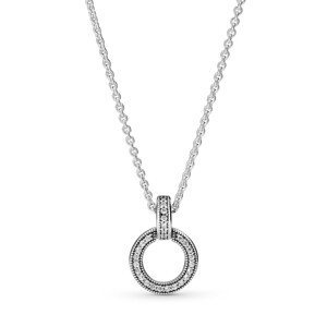 Pandora Očarujúce strieborný náhrdelník so zirkónmi 399487C01-45 (retiazka, prívesok)