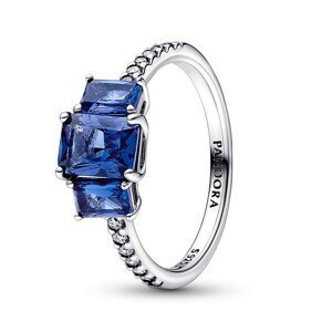 Pandora Trblietavý strieborný prsteň s modrými kryštálmi 192389C01 50 mm