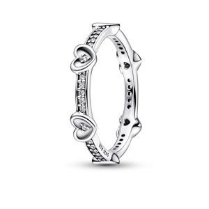 Pandora Romantický strieborný prsteň s kubickými zirkónmi Moments 192496C01 52 mm