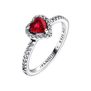 Pandora Romantický strieborný prsteň s červeným krištáľom Timeless 198421C02 56 mm