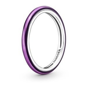 Pandora Minimalistický strieborný prsteň s fialovým smaltom 199655C01 50 mm