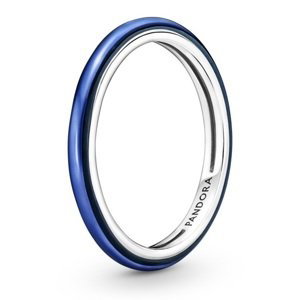 Pandora Minimalistický strieborný prsteň s modrým smaltom 199655C02 50 mm