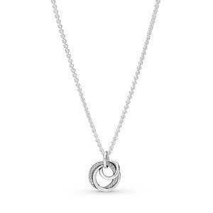 Pandora Nežný strieborný náhrdelník Kruhy so zirkónmi 391455C01-60