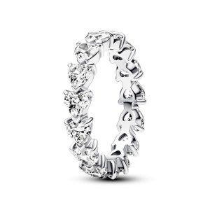 Pandora Trblietavý strieborný prsteň Row of Hearts Timeless 193103C01 60 mm