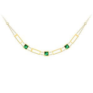 Preciosa Luxusné pozlátený náhrdelník Straight so zeleným krištáľom Preciosa 7390Y66