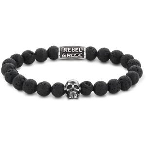 Rebel&Rose Obrúbený náramok Skull Black Moon RR-SK001-S 17,5 cm - M