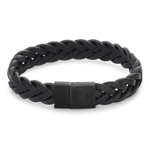 Rebel&Rose Čierny kožený náramok Braided Black Black RR-M0026-B 14 cm- XXS